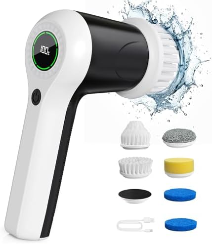 Electric Spin Scrubber with 2 Speeds and 6 Replaceable Heads