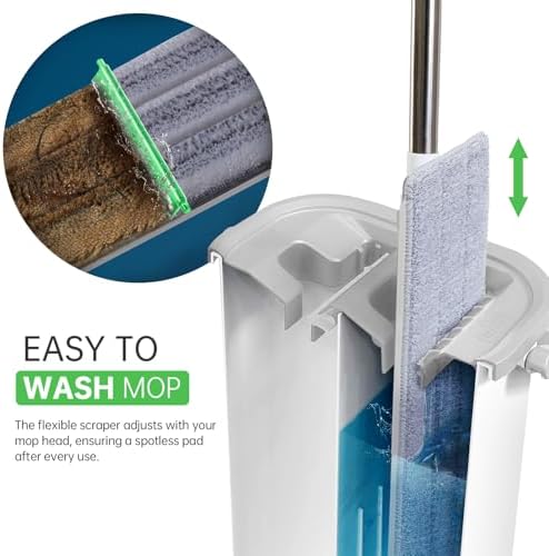 ZJSYJJ Mop and Bucket Set with Wringer Wet Dry Separation 360 Rotating Head