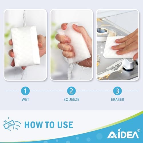 AIDEA Magic Sponges Cleaning Eraser 12 Pads Multi-Surface Use