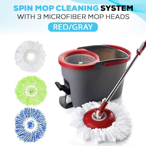 SIMPLI-MAGIC 79349 Spin Mop System with 3 Microfiber Mop Heads