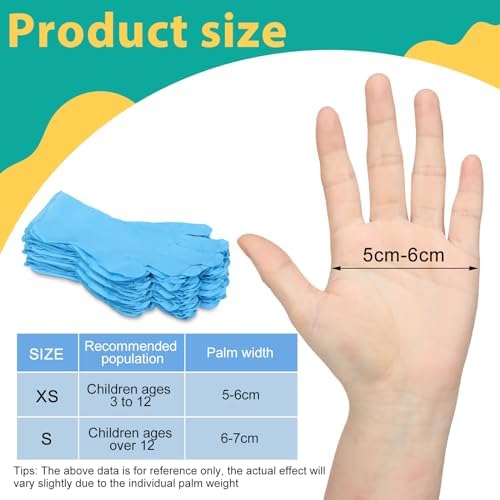 Woanger 200 Pieces Kids Nitrile Gloves No Latex X-Small