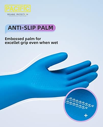 PACIFIC PPE Reusable Dishwashing Gloves Latex Free Blue Large