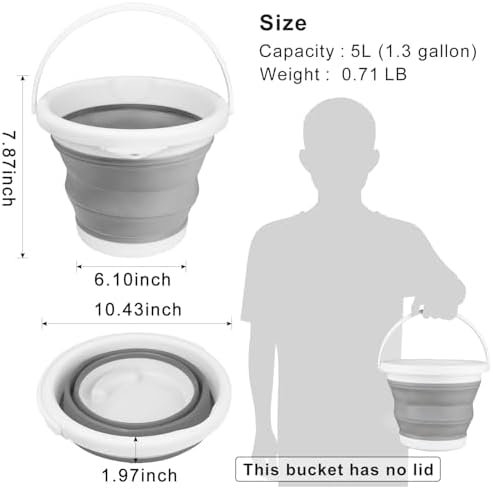 Collapsible Mop Bucket with Handle 5L 13 Gallon