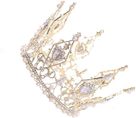 Golden Round Rhinestone Crystal Bride Crown