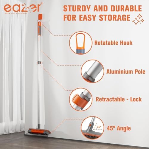 Eazer 2-in-1 Floor Scrubber Brush with Squeegee and Long Handle