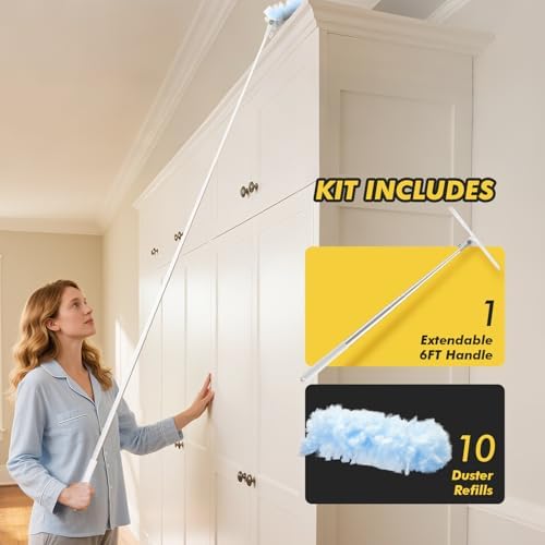 JOJOCLEAN 6 ft Extendable Duster Handle with 10 Refills 1
