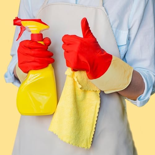 SteadMax Red Cleaning Gloves - 3 Pack for Large Hands 1