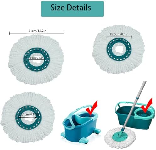 4 Pack Microfiber Spin Mop Heads for Leifheit Twist Systems