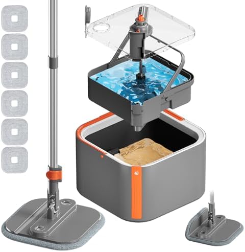 INWEJIA Spin Mop and Bucket Set with 90 Foldable and 360 Rotating Design