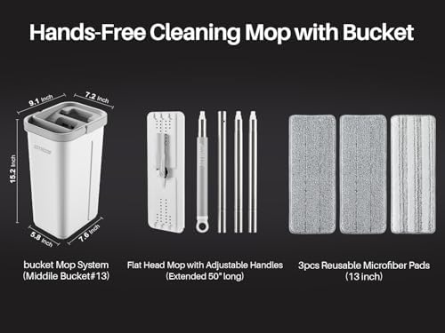 JOYMOOP Mop Bucket Set with Wringer and 3 Microfiber Pads