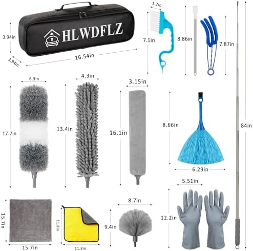 Microfiber Duster Kit 27pcs with 100in Pole and Wall Cleaner