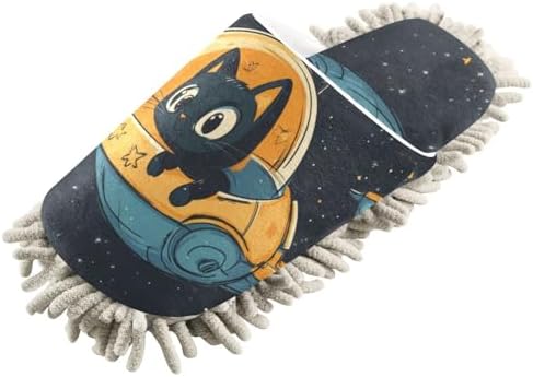 FLildon Microfiber Cleaning Slippers for Men Women Space Cat Astronauts
