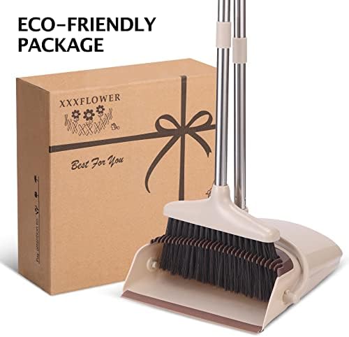 XXFLOWER 553 Long Handle Broom and Dustpan Set
