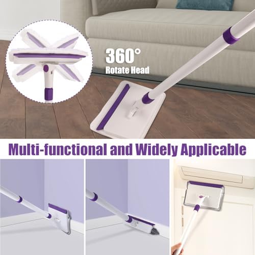 Baseboard Cleaner Tool with Extendable Handle and 5 Reusable Pads