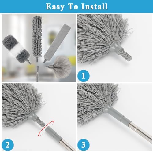 Microfiber Duster Kit 27pcs with 100in Pole and Wall Cleaner