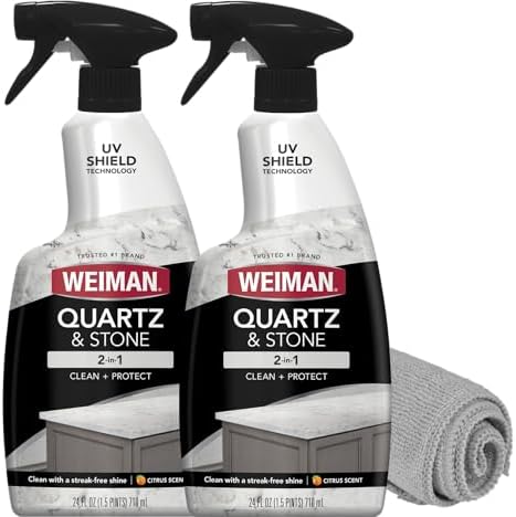 Weiman Quartz Cleaner and Polish 24 Oz 2 Pack with MicroFiber Towel