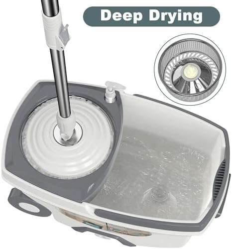 Wodemom Spin Mop and Bucket Set with 6 Refills and 61 Handle - White