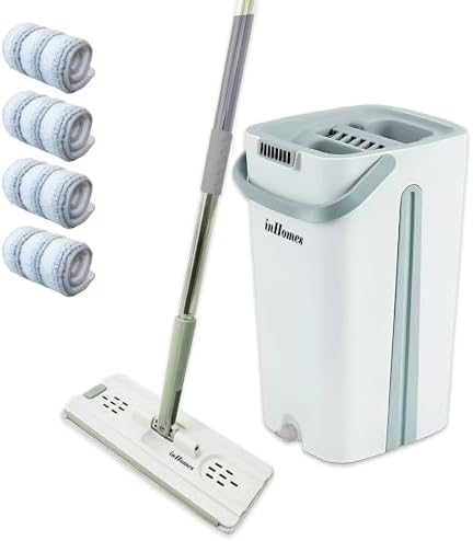 inHomes Mop Bucket Set with 4 Microfiber Cloths