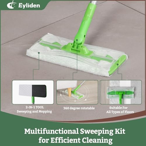 Eyliden Dust Mop with Lock-Tight Pads and 36 Cloths
