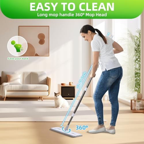 ZJSYJJ Mop and Bucket Set with Wringer Wet Dry Separation 360 Rotating Head