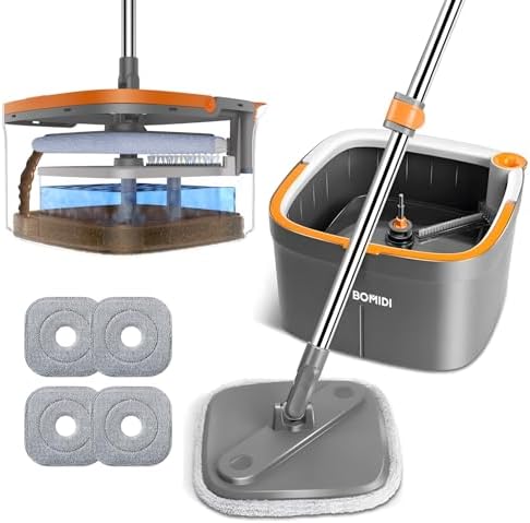 BOMIDI Spin Mop and Bucket Set with Water Separation