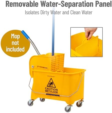 Mind Reader Mop Bucket with Wringer - 22 Qt Yellow