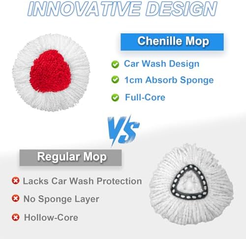 SuperAbound 2 Pack Spin Mop Replacement Heads for O-Cedar EasyWring