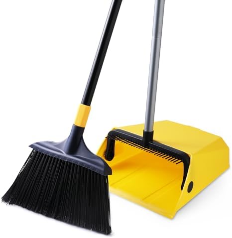 Yocada Heavy Duty Broom and Dustpan Set for Clean Spaces