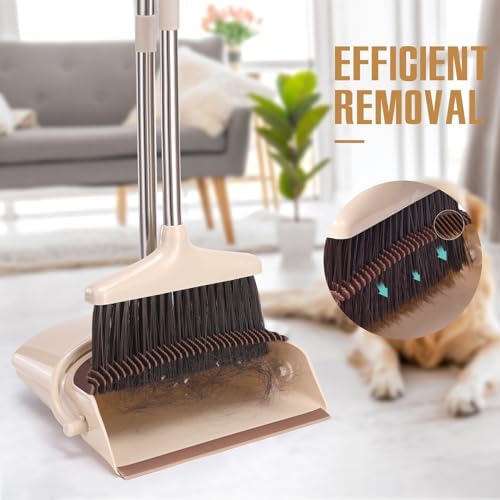XXFLOWER 553 Long Handle Broom and Dustpan Set