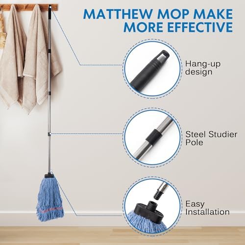 Matthew Heavy Duty String Mop with Screw Handle - 1 Set 2 Replacements