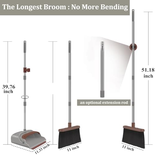 Kelamayi Upgrade Broom and Dustpan Set with Long Handle