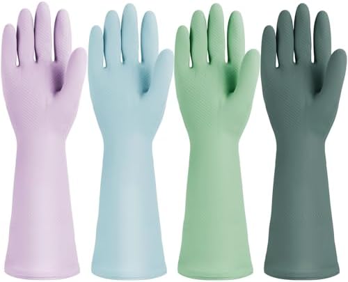 Jsocoah 4 Pairs Reusable Rubber Cleaning Gloves