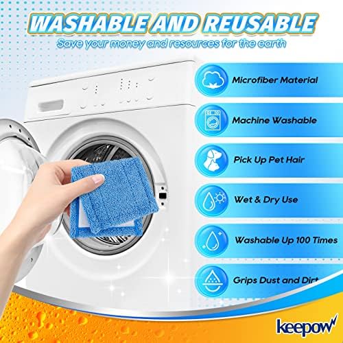 KEEPOW Microfiber Mop Pads 6 Pack Reusable