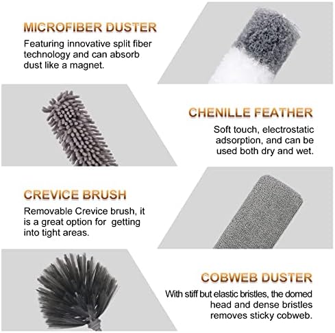 DEEHYO 9PCS Extendable Feather Duster Set for Fans Ceilings Cars and Furniture