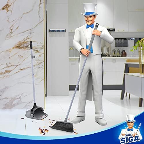 MRSIGA Broom and Dustpan Set with Adjustable Handles