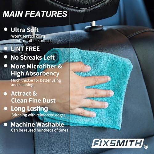 FIXSMITH Microfiber Cleaning Cloths - 8 Pack 12x16 Inches