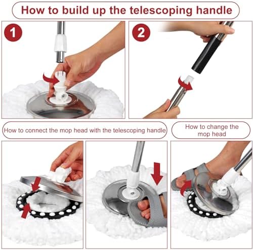 CooFel Spin Mop and Bucket with Wringer Set