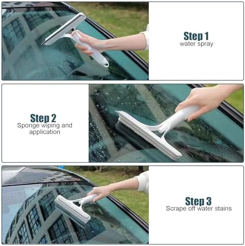 3-in-1 Window Cleaning Tool with Spray Scraper