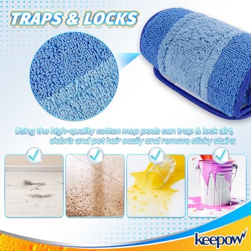 KEEPOW 18 Microfiber Mop Pads 4 Pack Washable Reusable Replacement