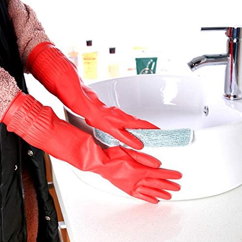 YSLON Rubber Gloves 2-Pair With Cleaning Cloths 2-Pack Waterproof Reusable