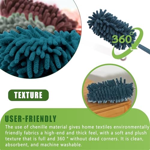 4Pcs Reusable Microfiber Dusters with Extension Pole