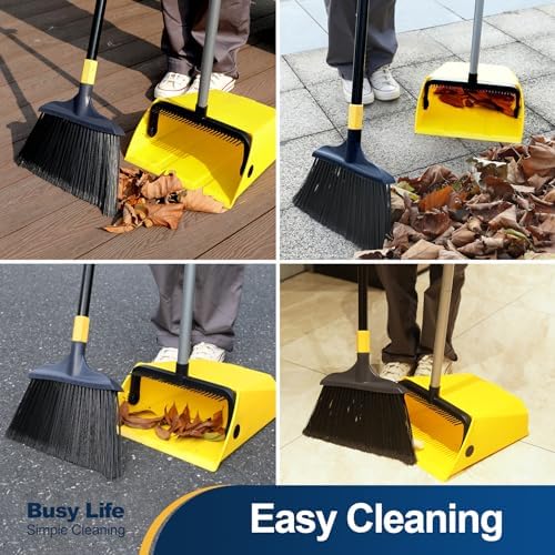 Yocada Heavy Duty Broom and Dustpan Set for Clean Spaces