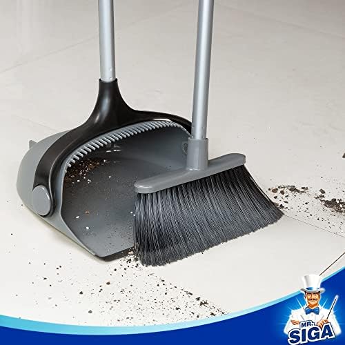 MRSIGA Broom and Dustpan Set with Adjustable Handles