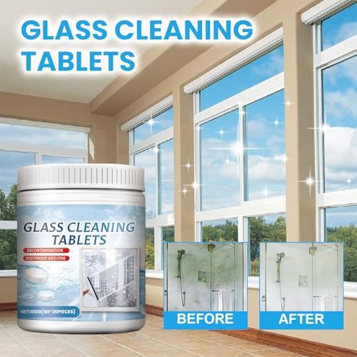 Glass Cleaning Tablets with Anti-Fog 20 Count Decontamination Formula