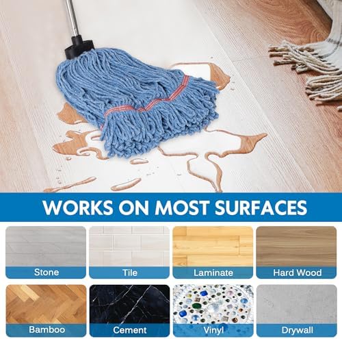 Matthew Heavy Duty String Mop with Screw Handle - 1 Set 2 Replacements