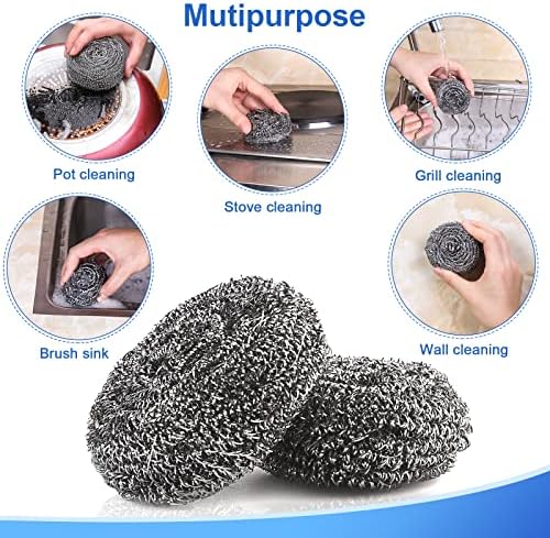 12 Pack Premium Stainless Steel Scrubbers - Heavy Duty Cleaning Tools