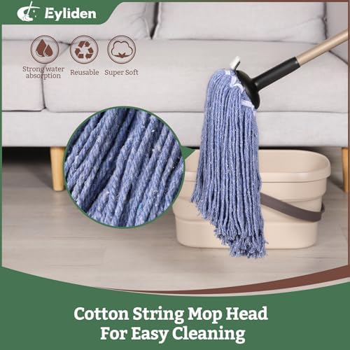 Eyliden String Mop with 2 Non- Touch Replacement Heads