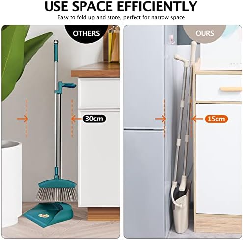 XXFLOWER 553 Long Handle Broom and Dustpan Set