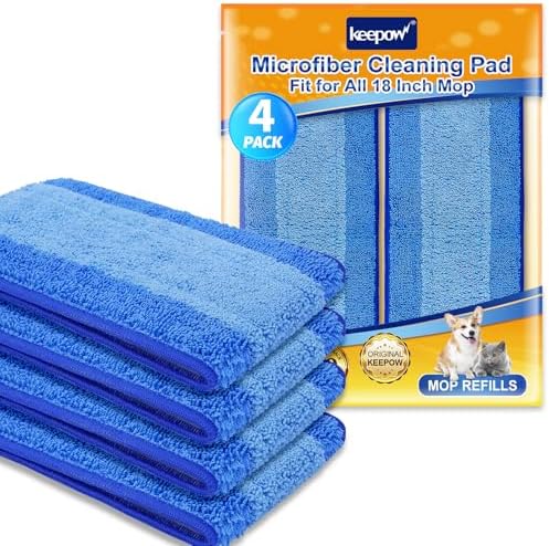 KEEPOW 18 Microfiber Mop Pads 4 Pack Washable Reusable Replacement