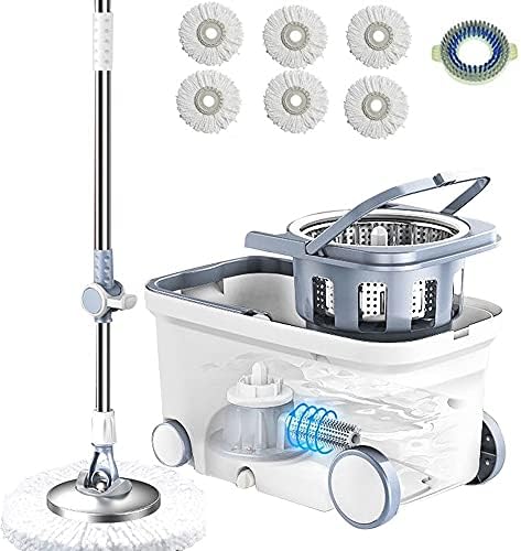 Michao Spin Mop Bucket with 6 Microfiber Heads and 62 Handle